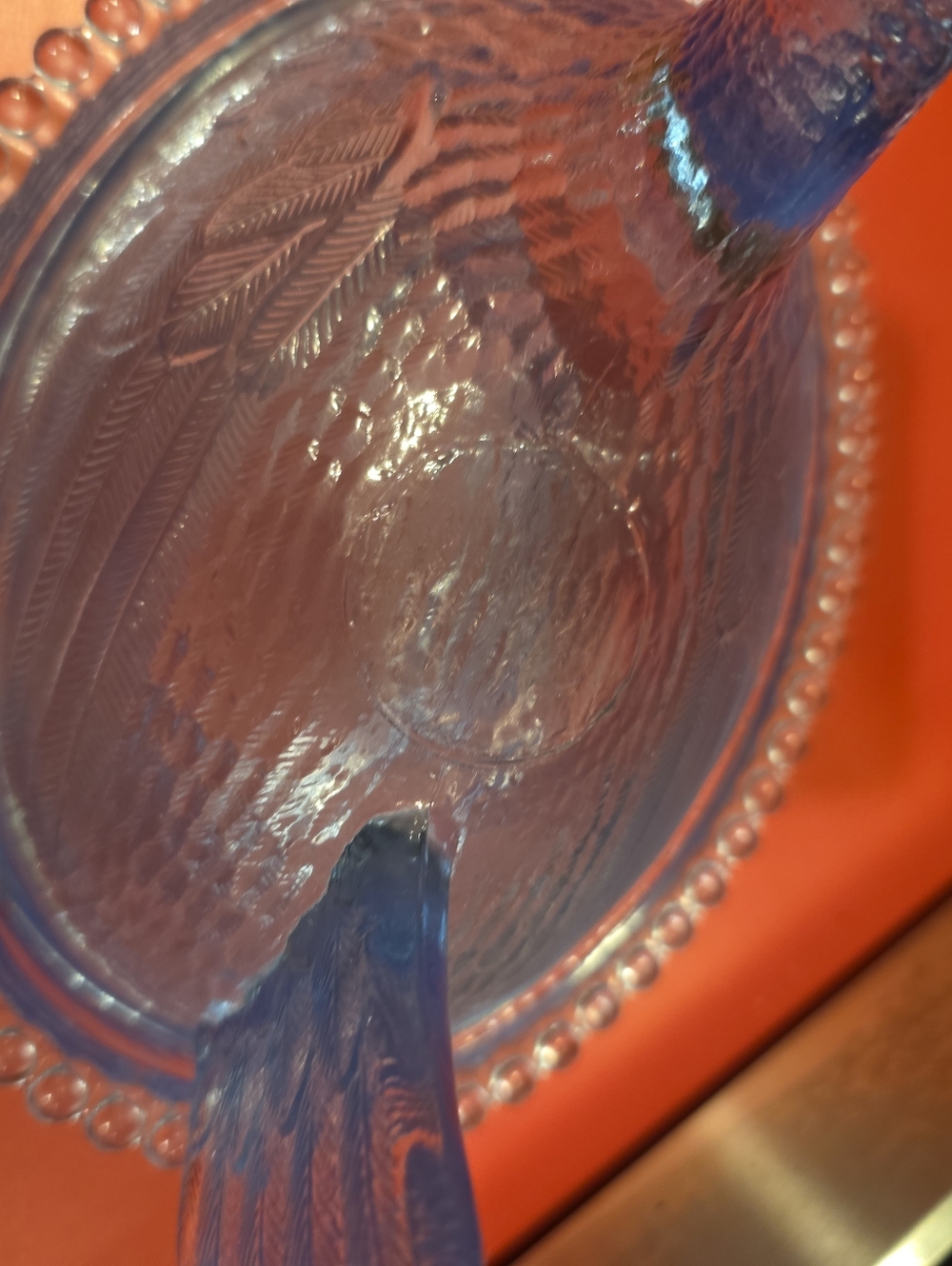 Indian Blue Glass Hen on Nest Candy Dish Perfect Condition - Picture 5 of 5